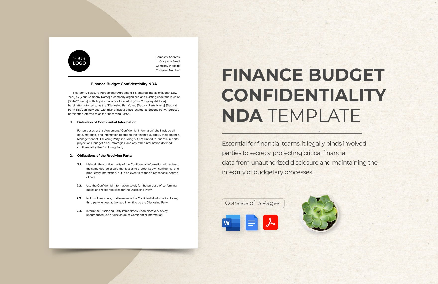 Finance Budget Confidentiality NDA Template