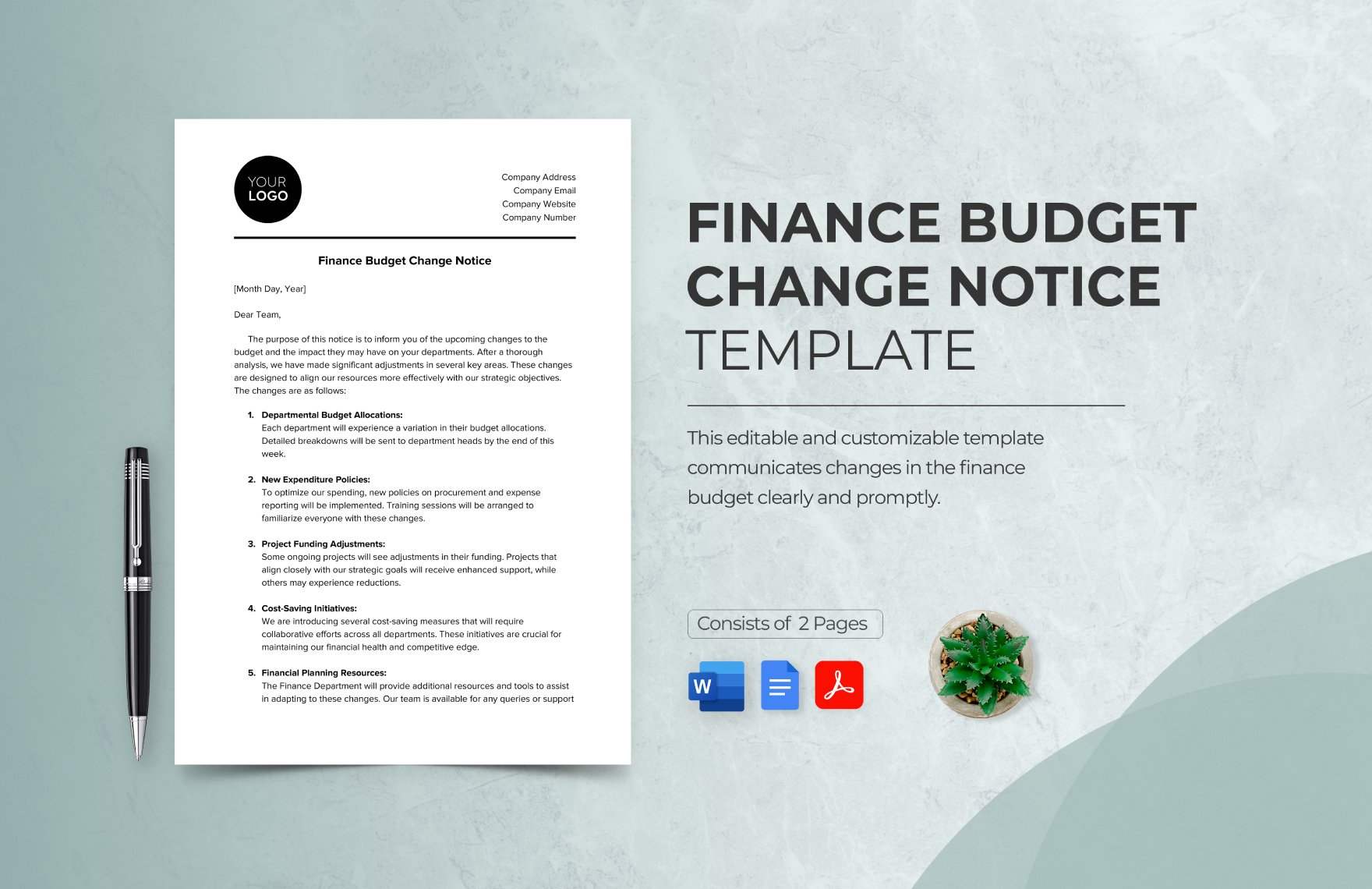 Finance Budget Change Notice Template