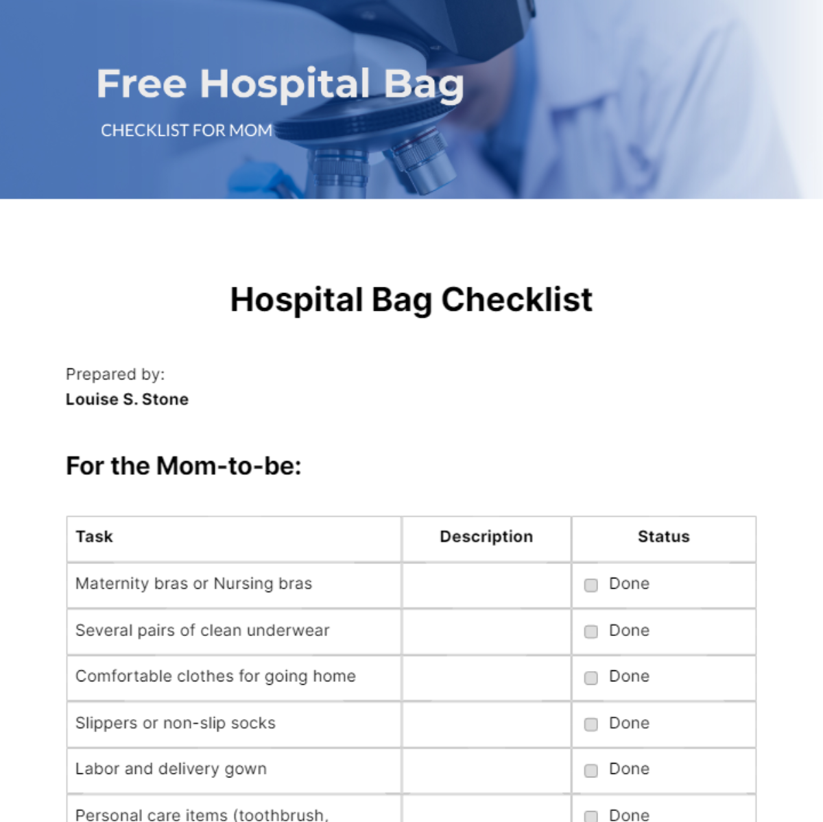 Free Hospital Bag Checklist Templates & Examples - Edit Online 