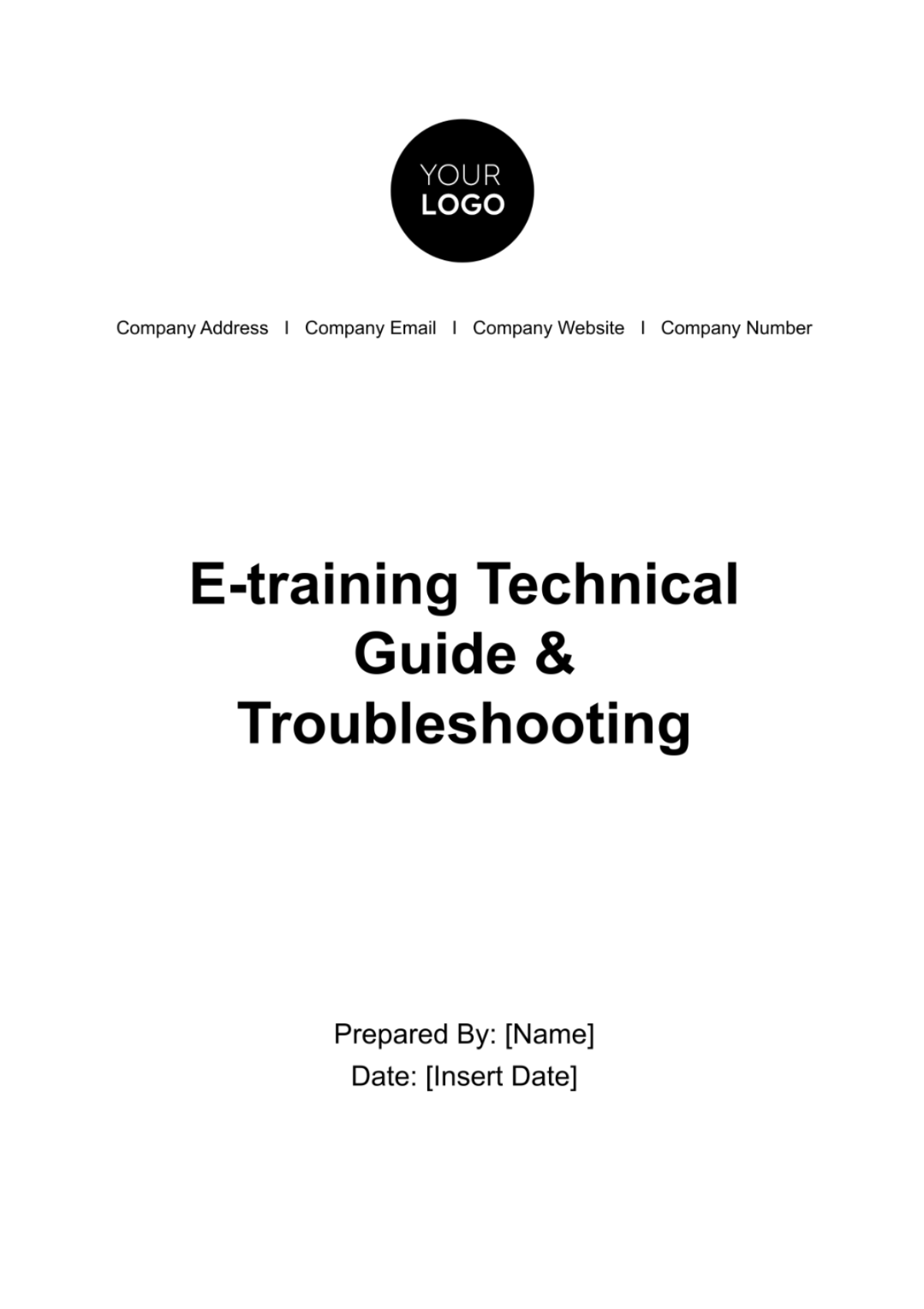 Free E-training Technical Guide & Troubleshooting HR Template