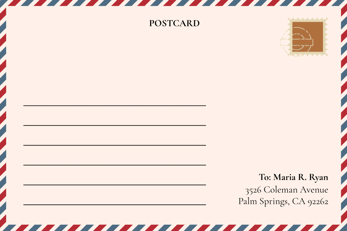 Back of Postcard Template