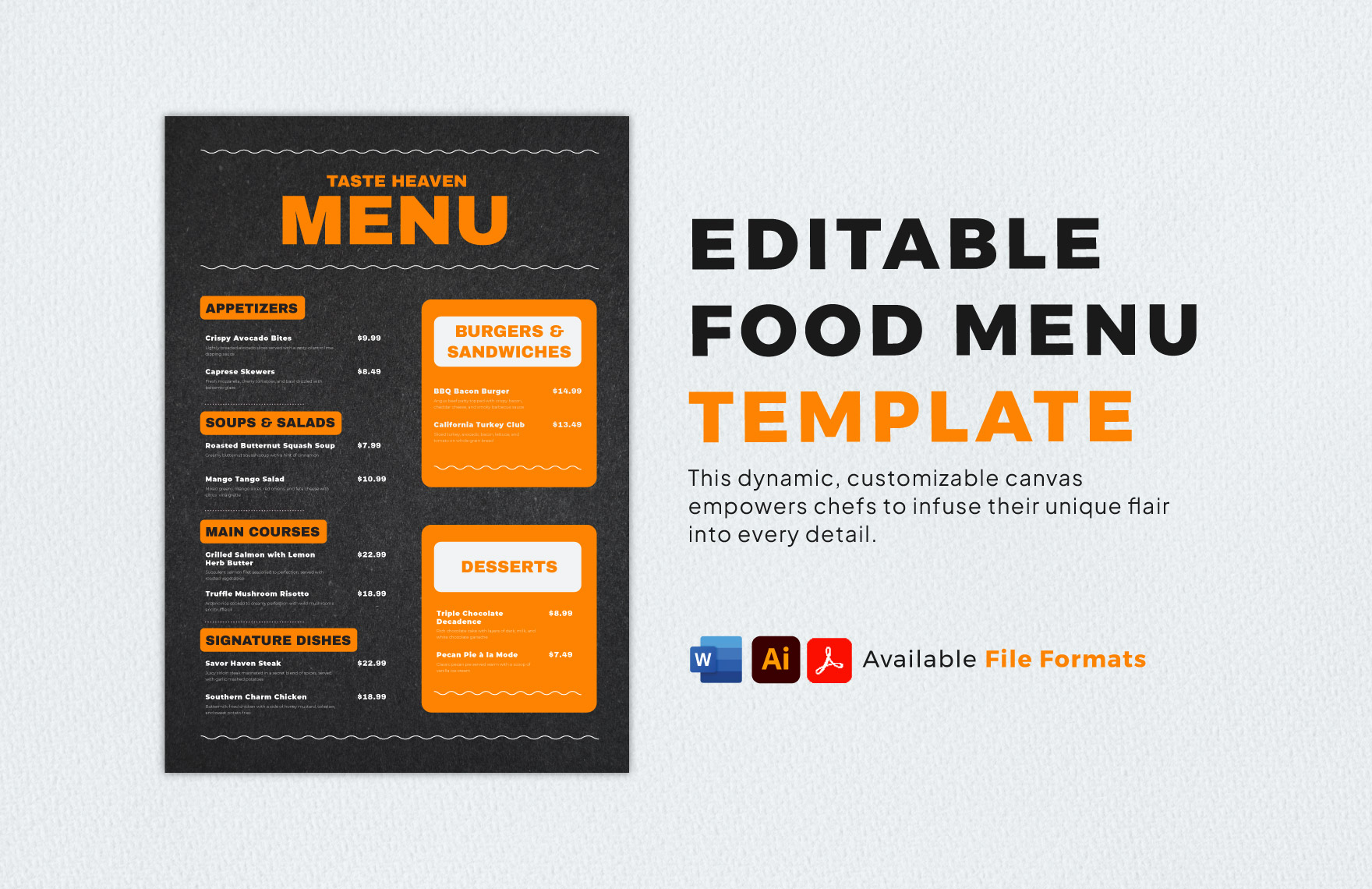 Editable Food Menu Template in Word, Illustrator, PDF, Pages - Download | Template.net