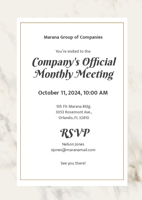 Official Meeting Invitation Template [Free PDF] - Word (DOC) | PSD