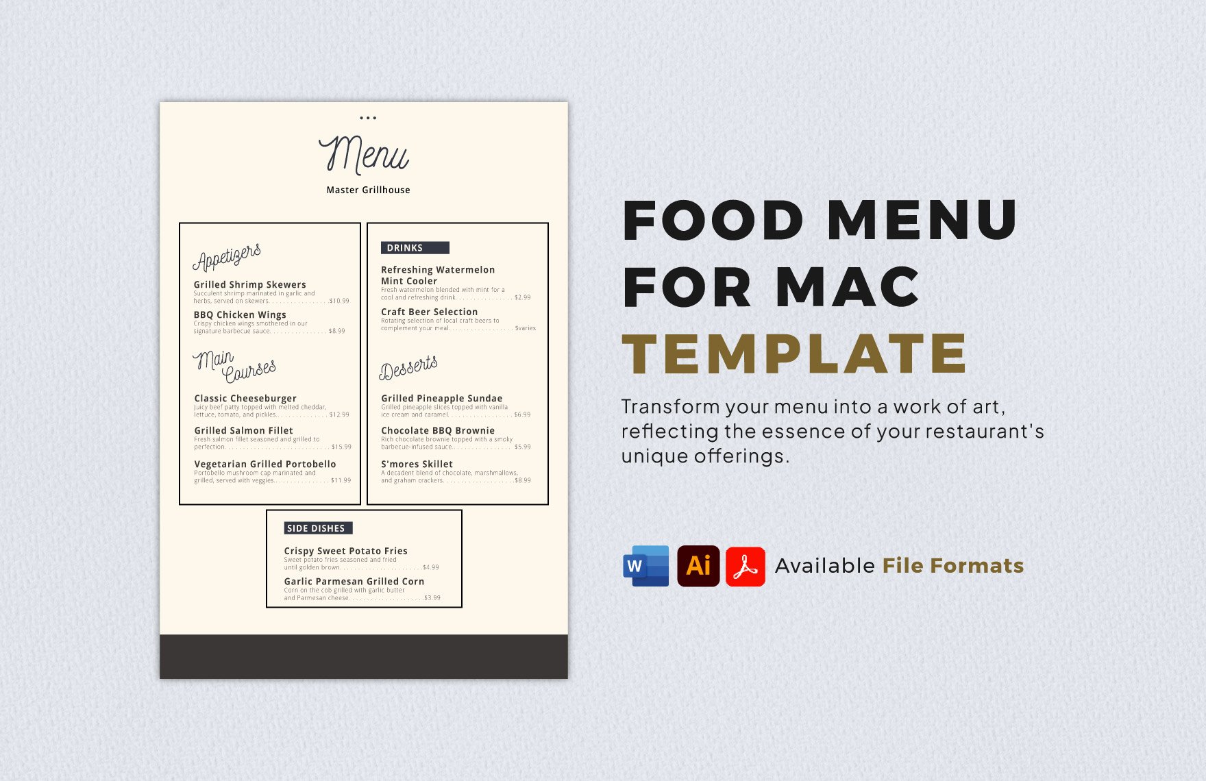 Food Menu for Mac Template