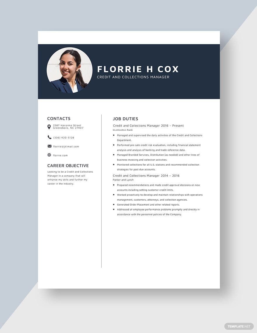 Credit and Collections Manager Resume