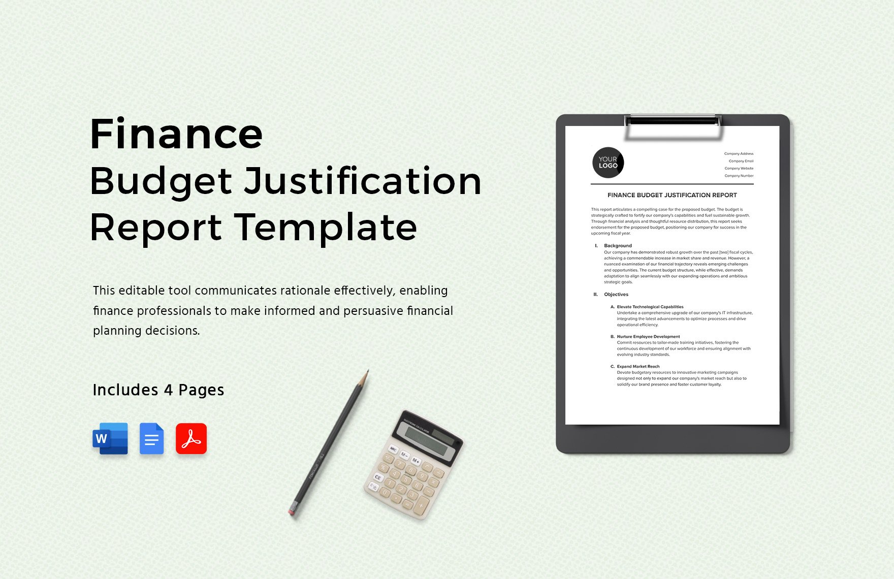 Finance Budget Justification Report Template