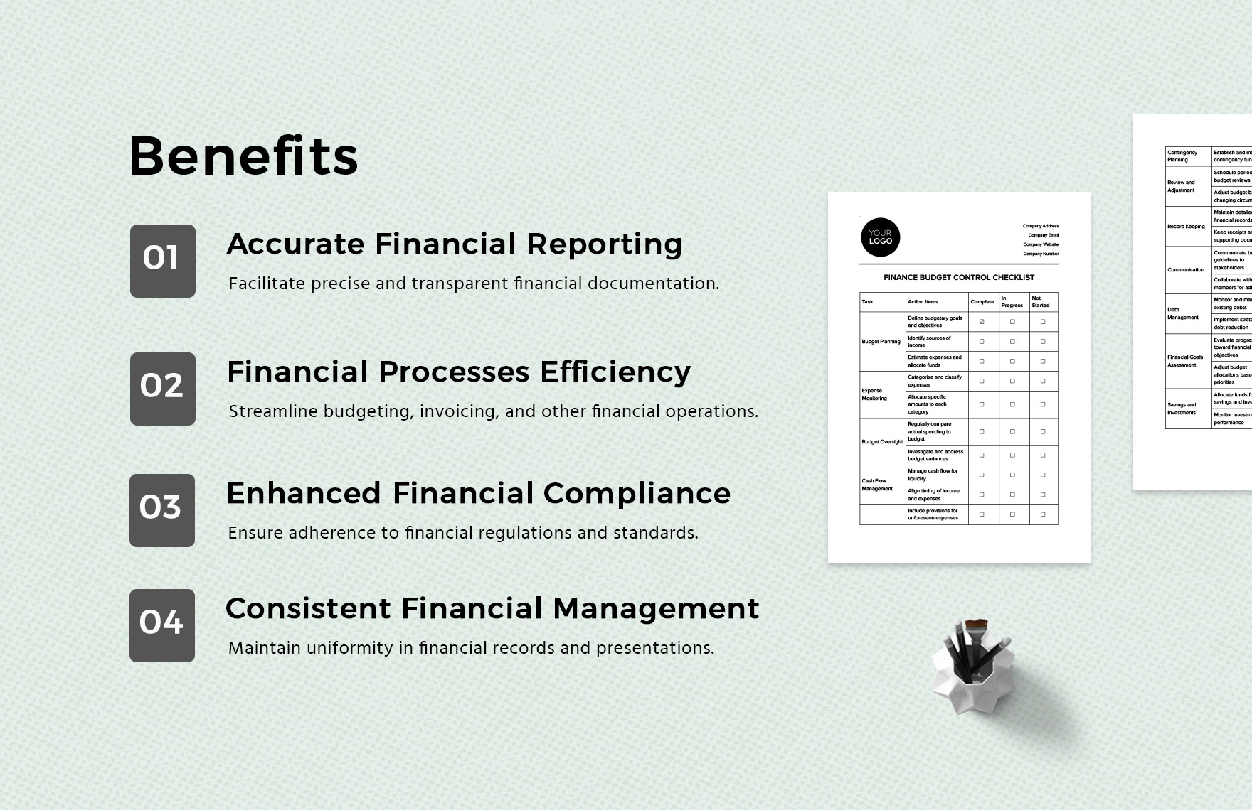 Finance Budget Control Checklist Template