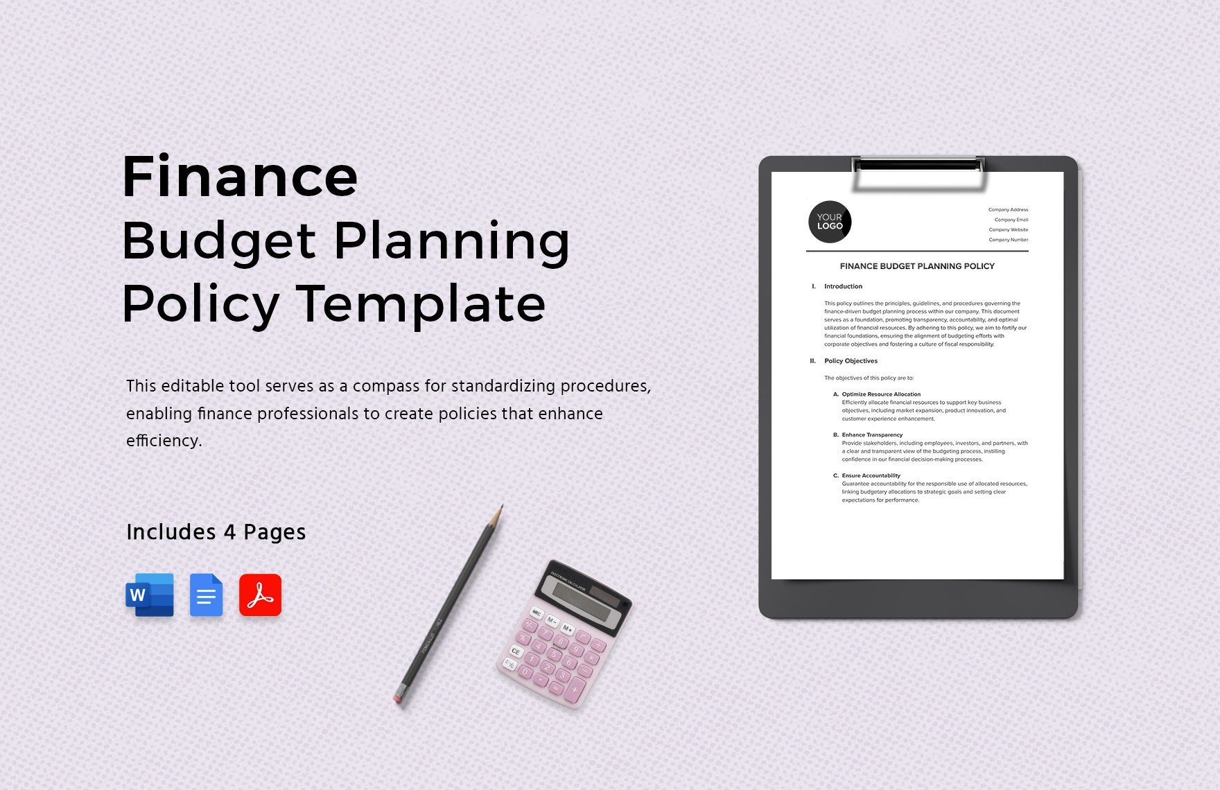 Finance Budget Planning Policy Template