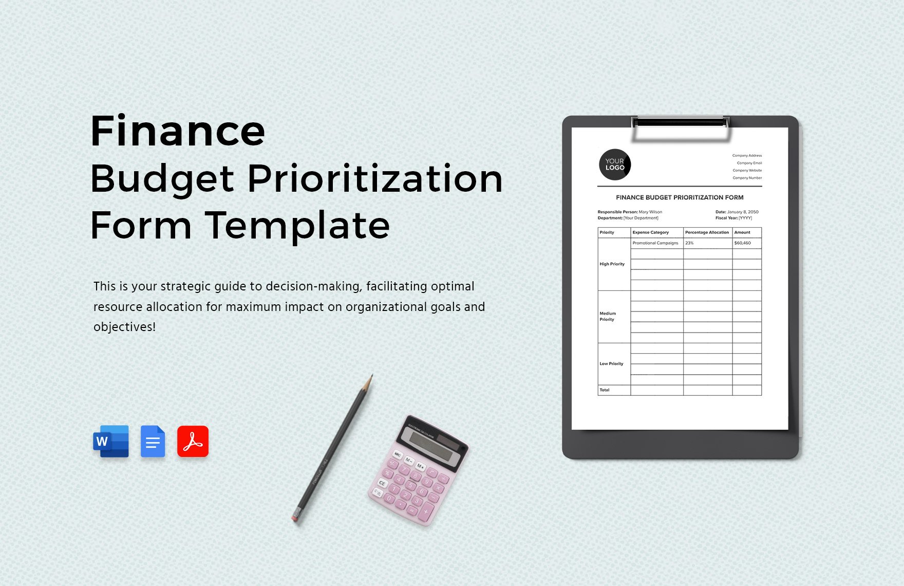 Finance Budget Prioritization Form Template