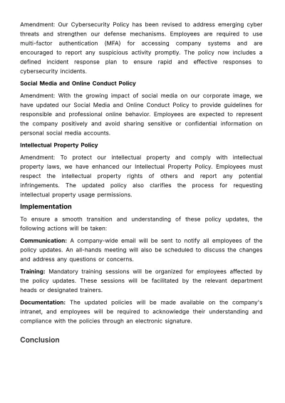 Free Policy Update Resolution HR Template to Edit Online