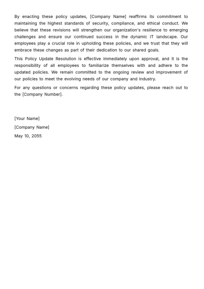 Free Policy Update Resolution HR Template to Edit Online