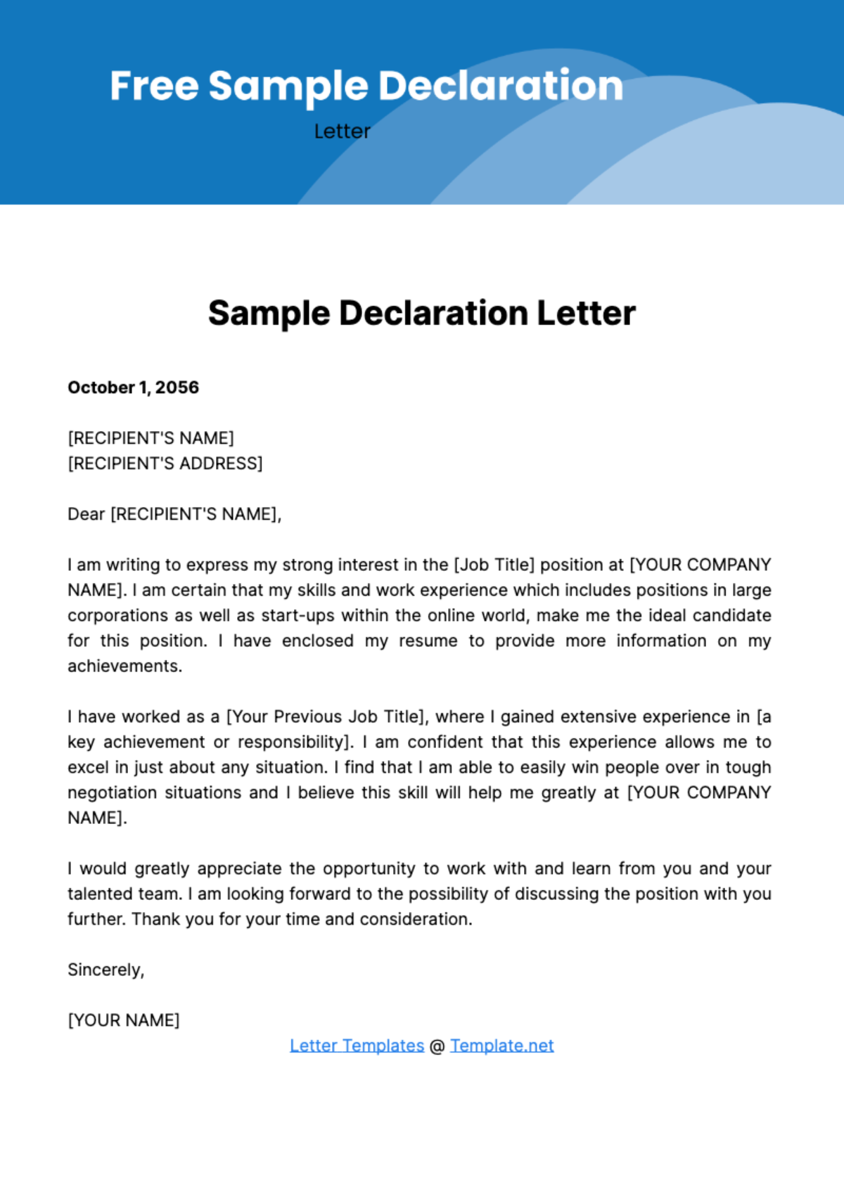 Free Sample Declaration Letter Template