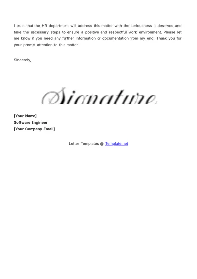 Free Sample Complaint Letter to HR Template to Edit Online