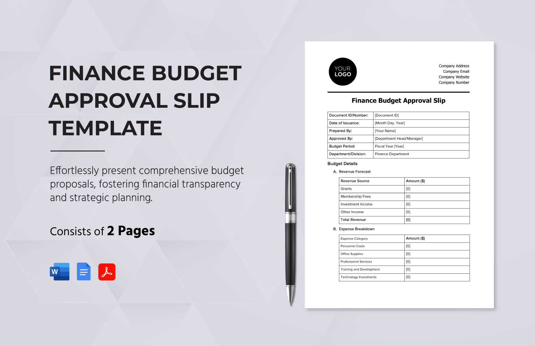 Finance Budget Approval Slip Template