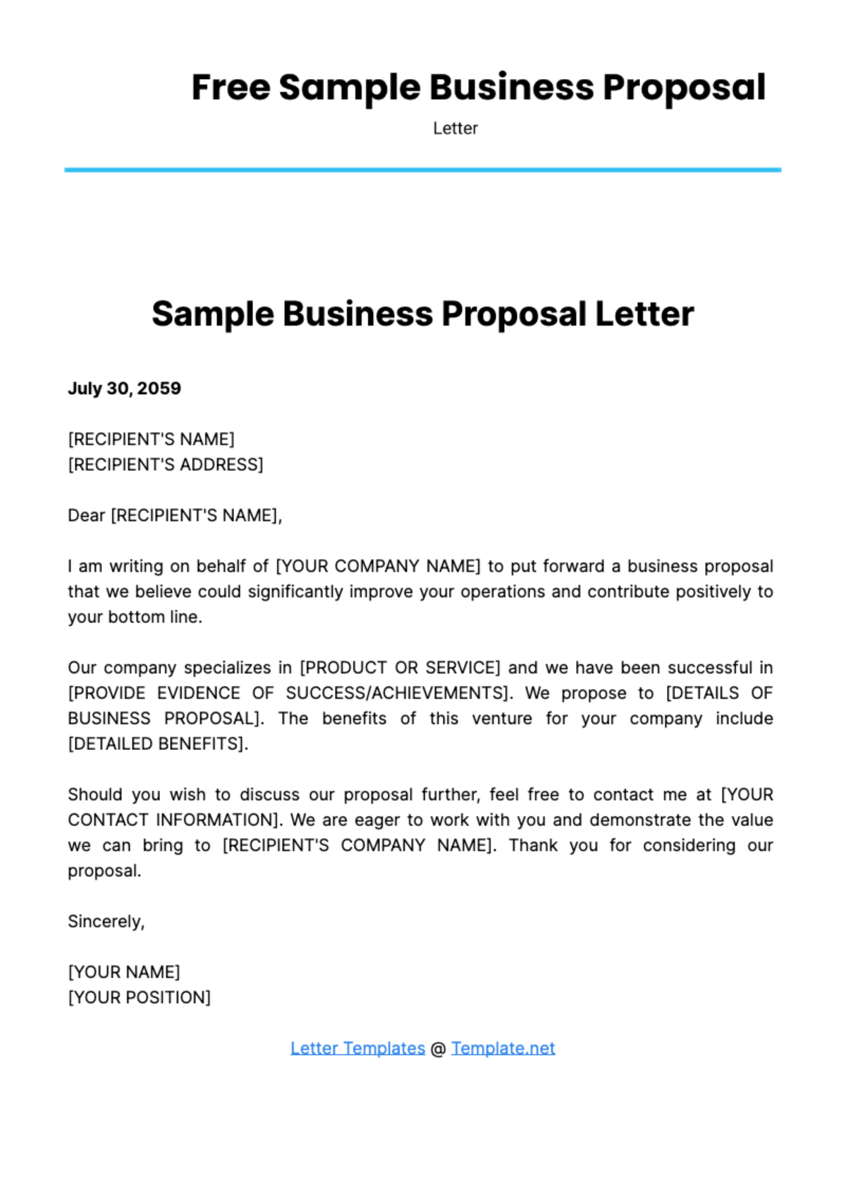 Free Sample Business Proposal Letter Template