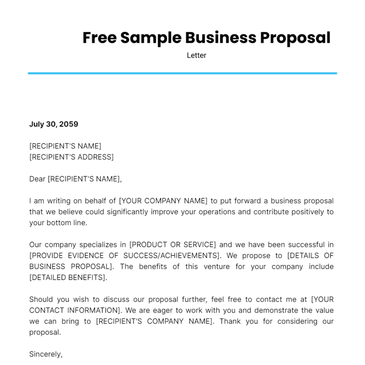 Sample Business Proposal Letter Template