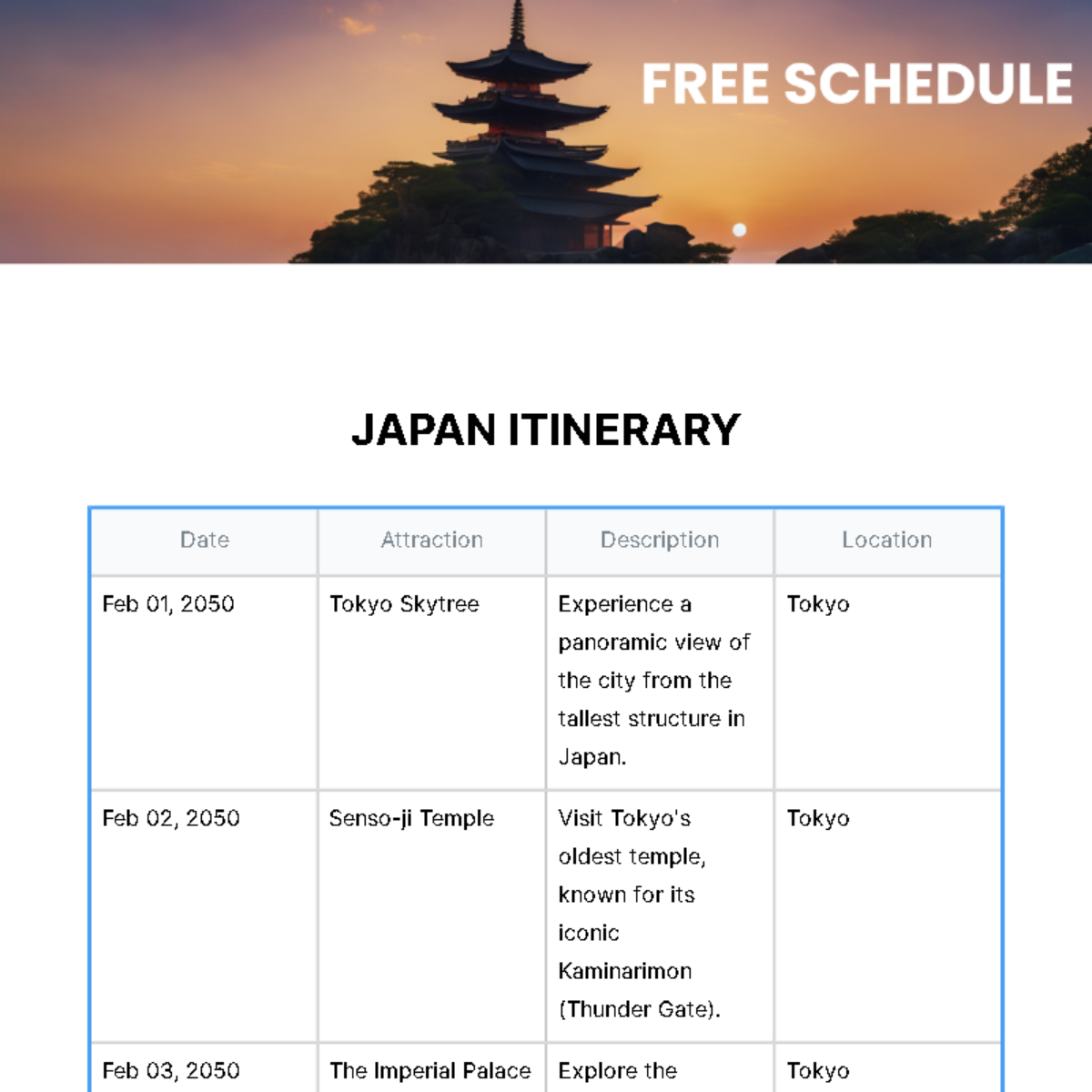 Free Schedule Template To Edit Online