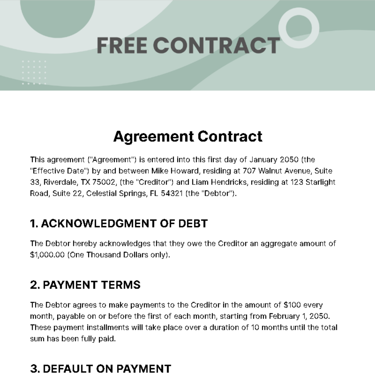 Contract Template - Edit Online & Download