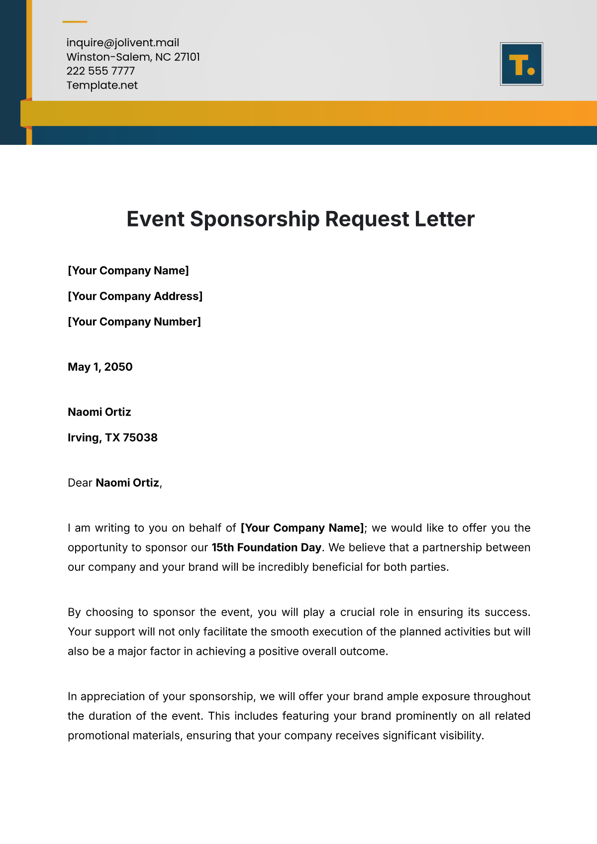 Event Sponsorship Request Letter Template - Edit Online & Download