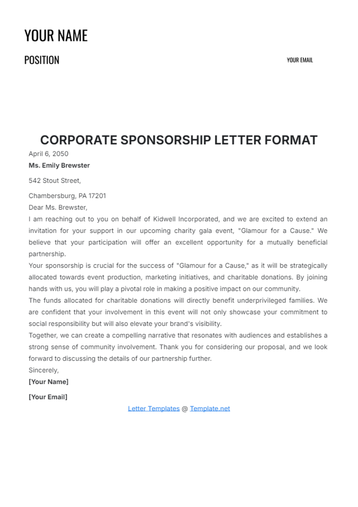 Corporate Sponsorship Letter Format Template