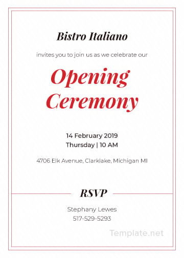 Opening Ceremony Invitation Card Template in Adobe ...