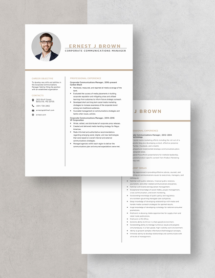 Corporate Communications Manager Resume Download