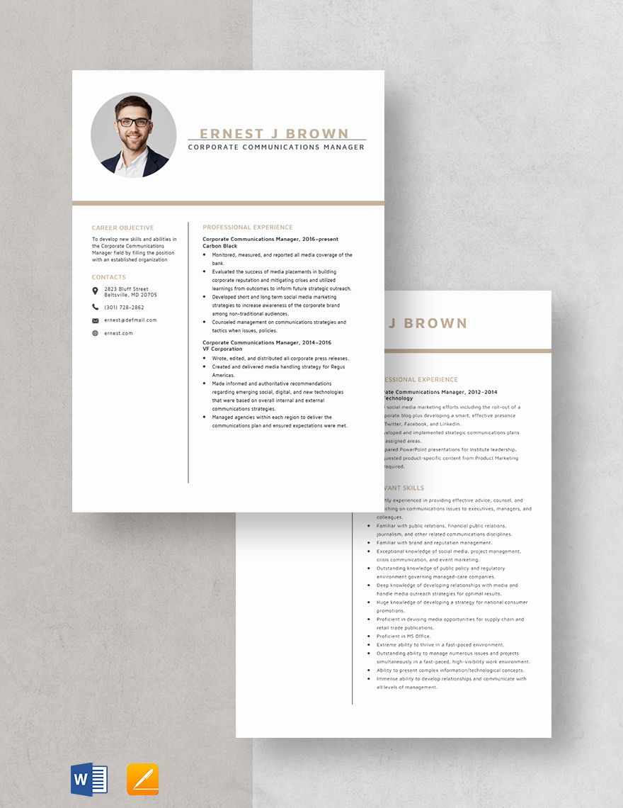 Corporate Communications Manager Resume