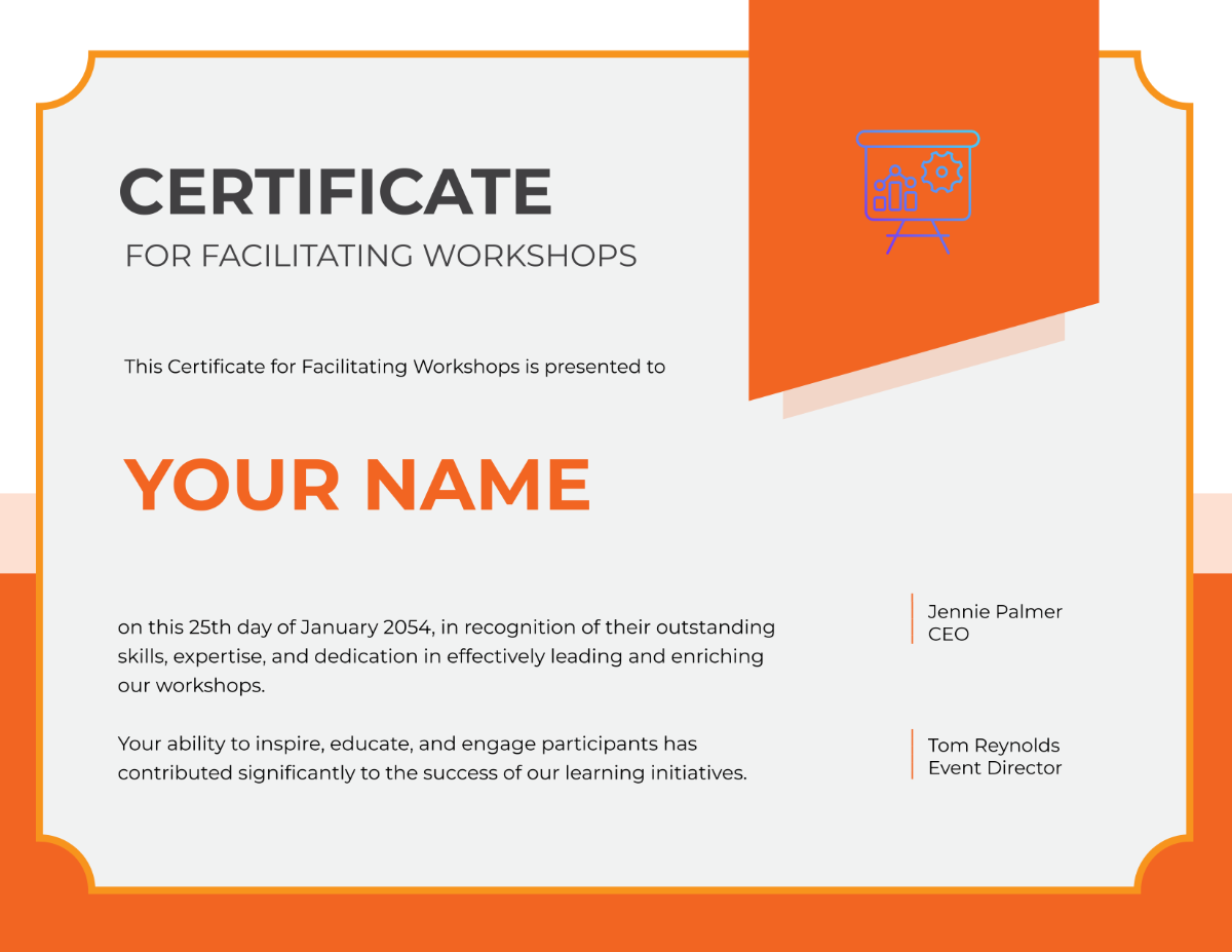 Certificate for Facilitating Workshops HR