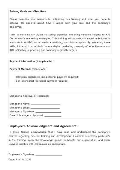 Free External Training Registration HR Template to Edit Online