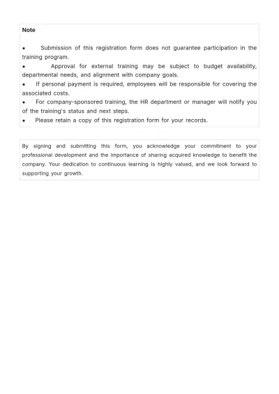 Free External Training Registration HR Template to Edit Online