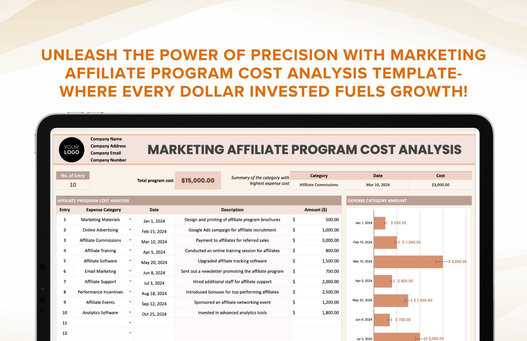 Marketing Affiliate Program Cost Analysis Template