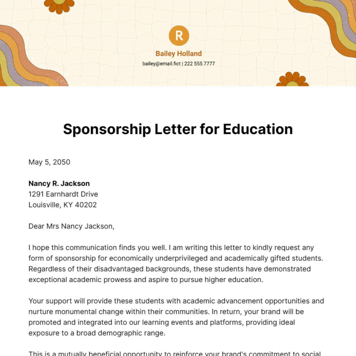 Sponsorship Letter for Education Template