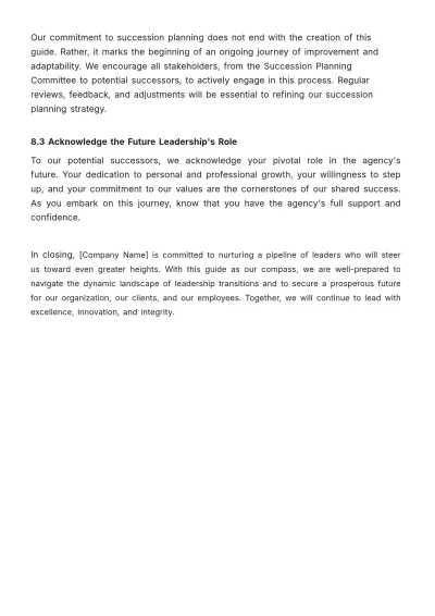 Free Succession Planning and Leadership Transition Guide HR Template to Edit Online