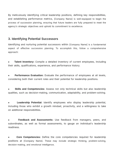 Free Succession Planning and Leadership Transition Guide HR Template to Edit Online