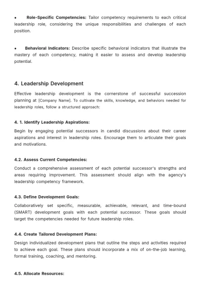 Free Succession Planning and Leadership Transition Guide HR Template to Edit Online