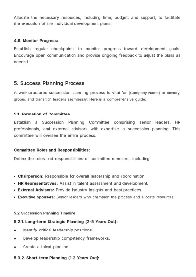 Free Succession Planning and Leadership Transition Guide HR Template to Edit Online