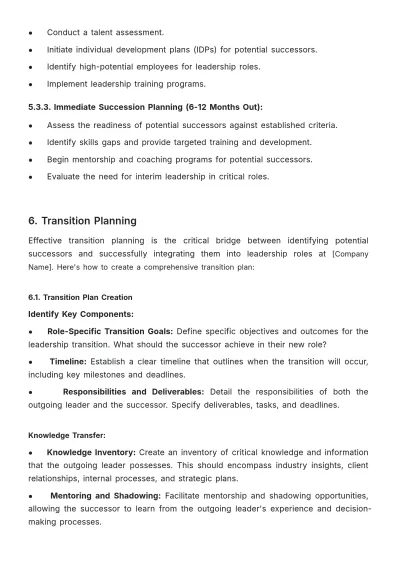 Free Succession Planning and Leadership Transition Guide HR Template to Edit Online