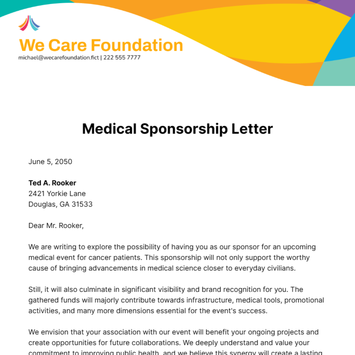 Medical Sponsorship Letter Template