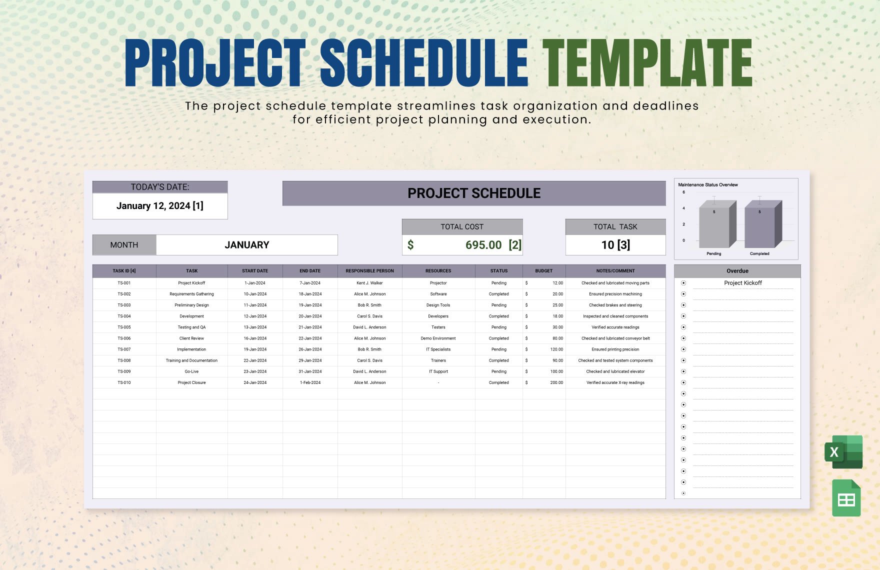 Project Schedule Template in Excel