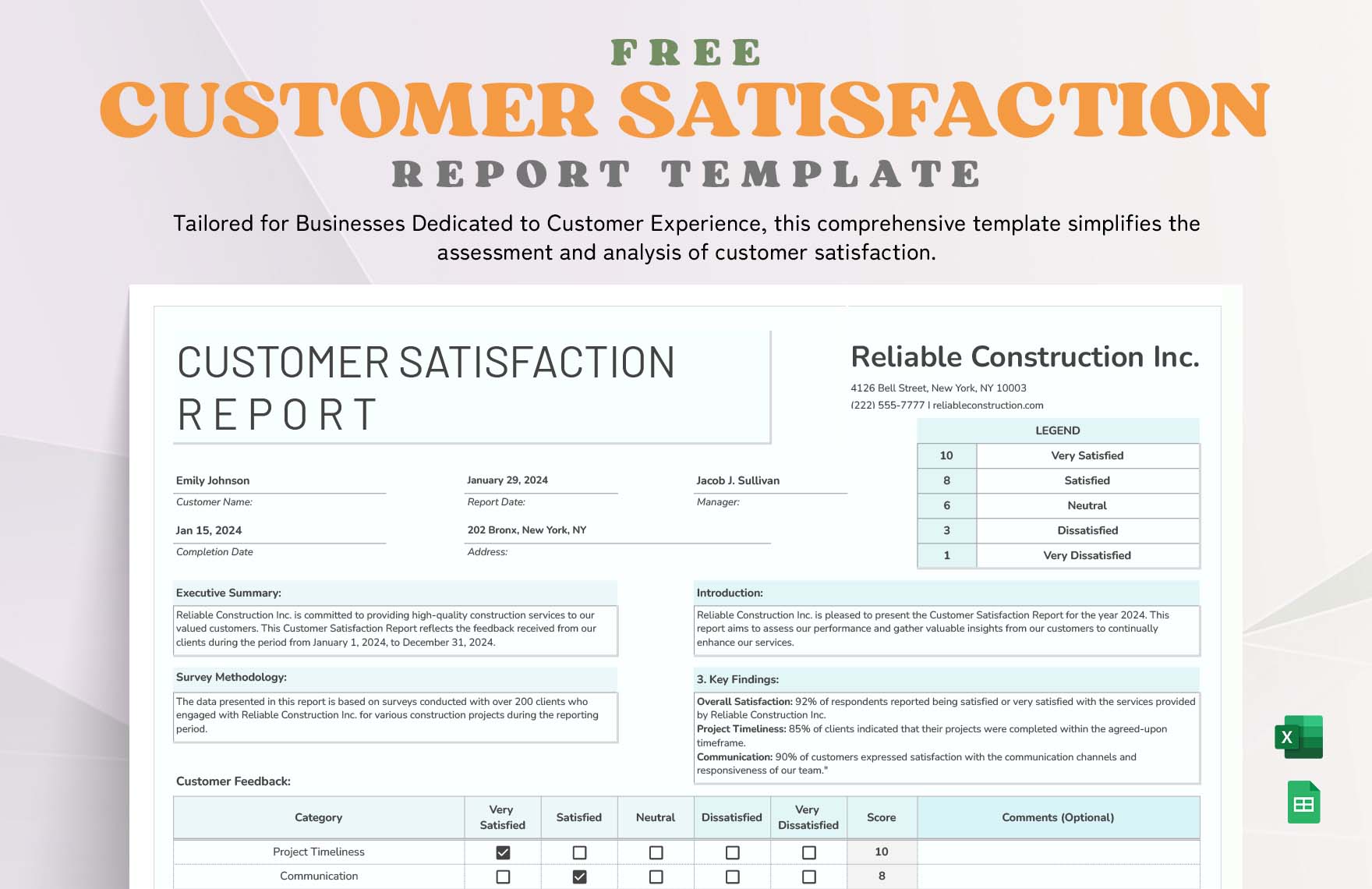 Customer Satisfaction Report Template