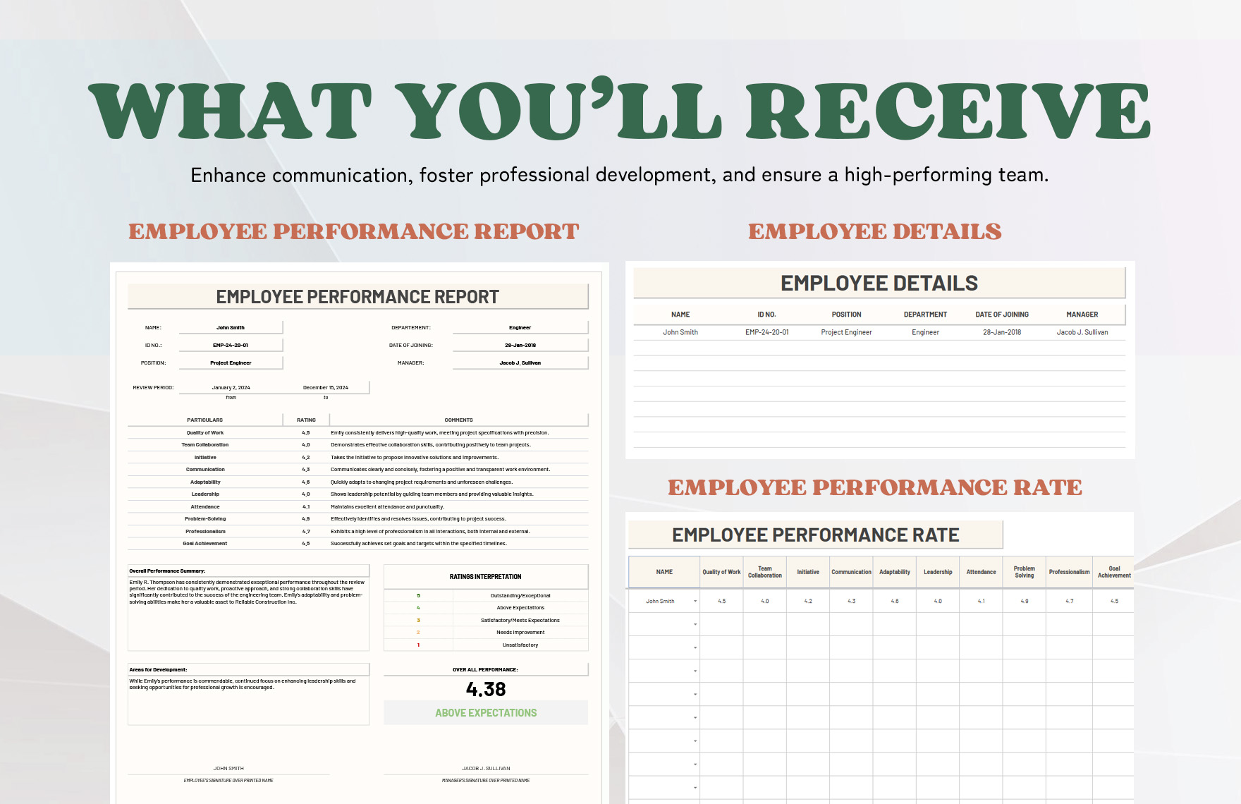 Employee Performance Report Template