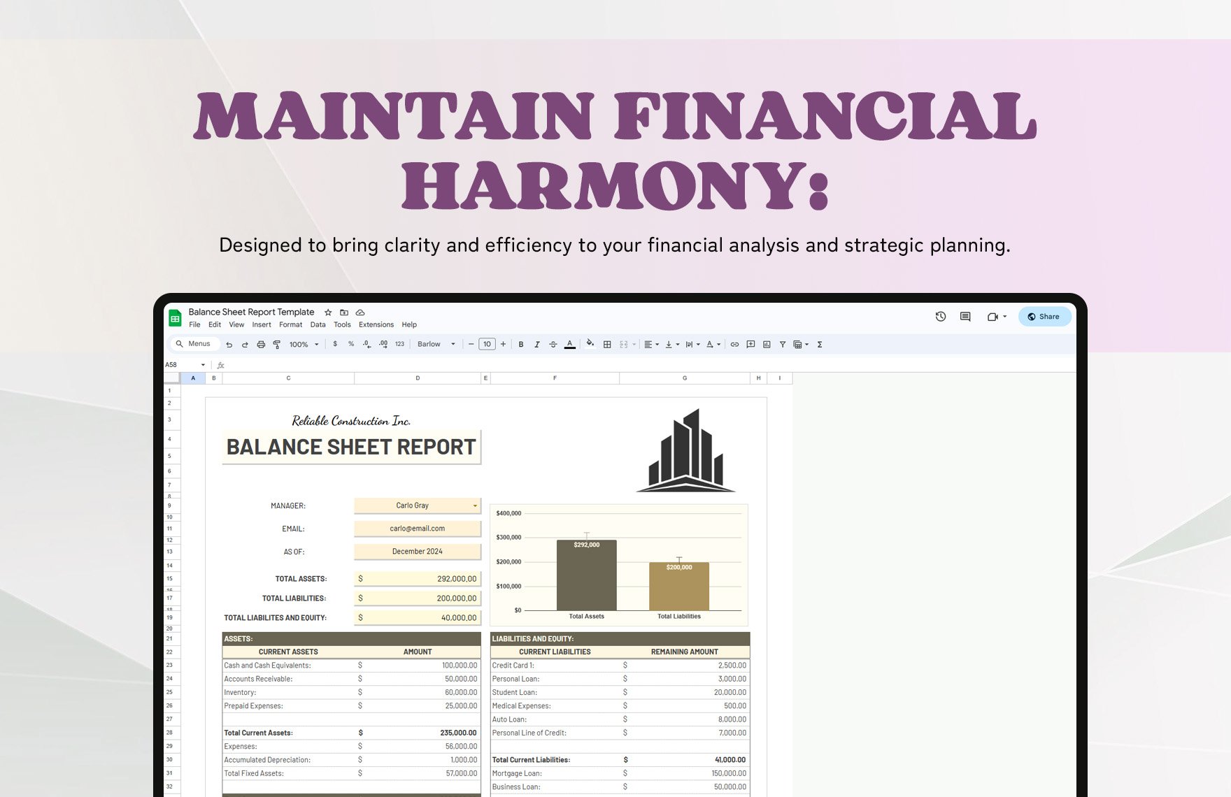 Balance Sheet Report Template