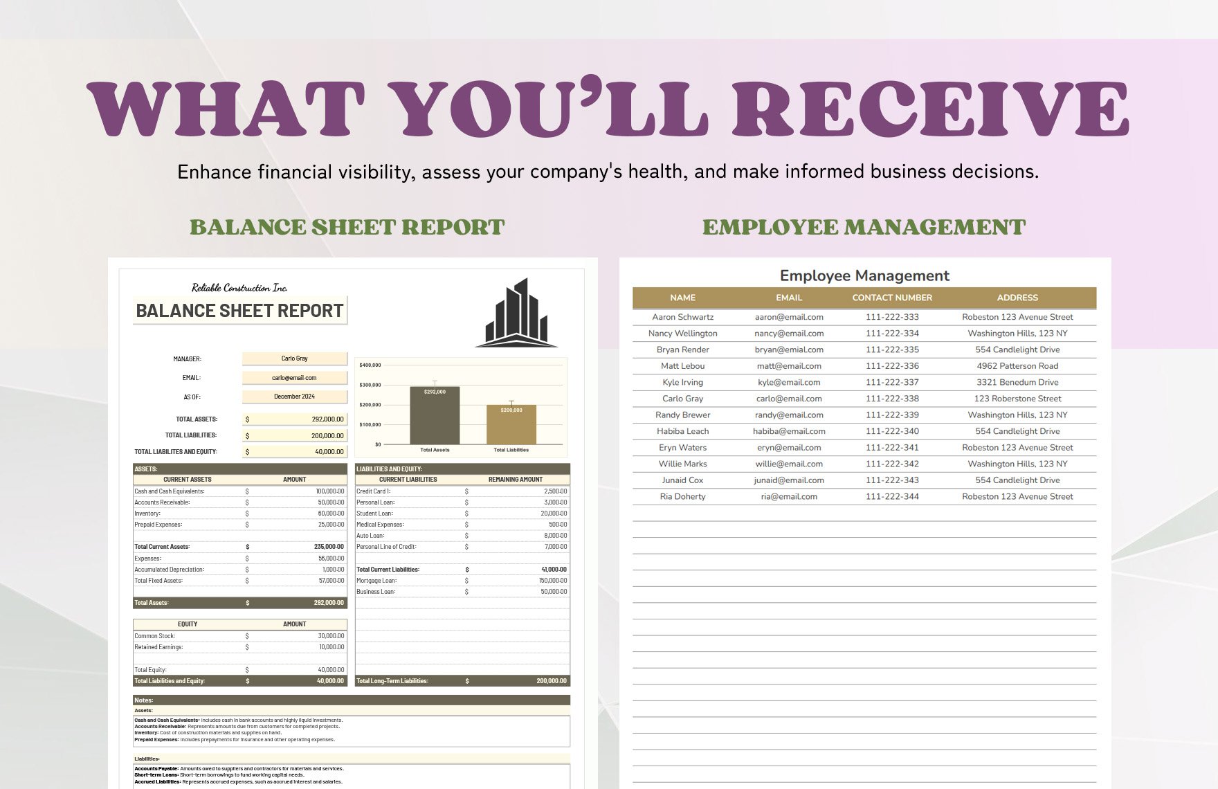 Balance Sheet Report Template
