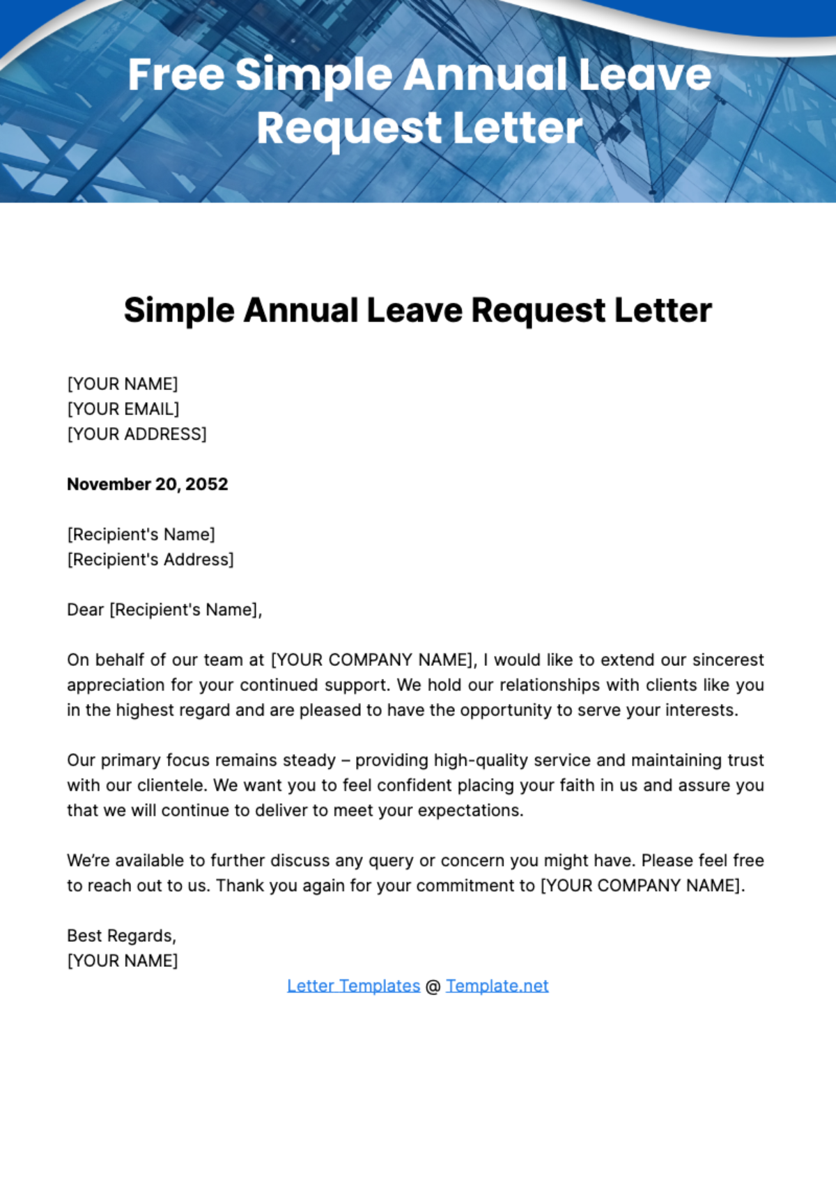 Simple Annual Leave Request Letter Template