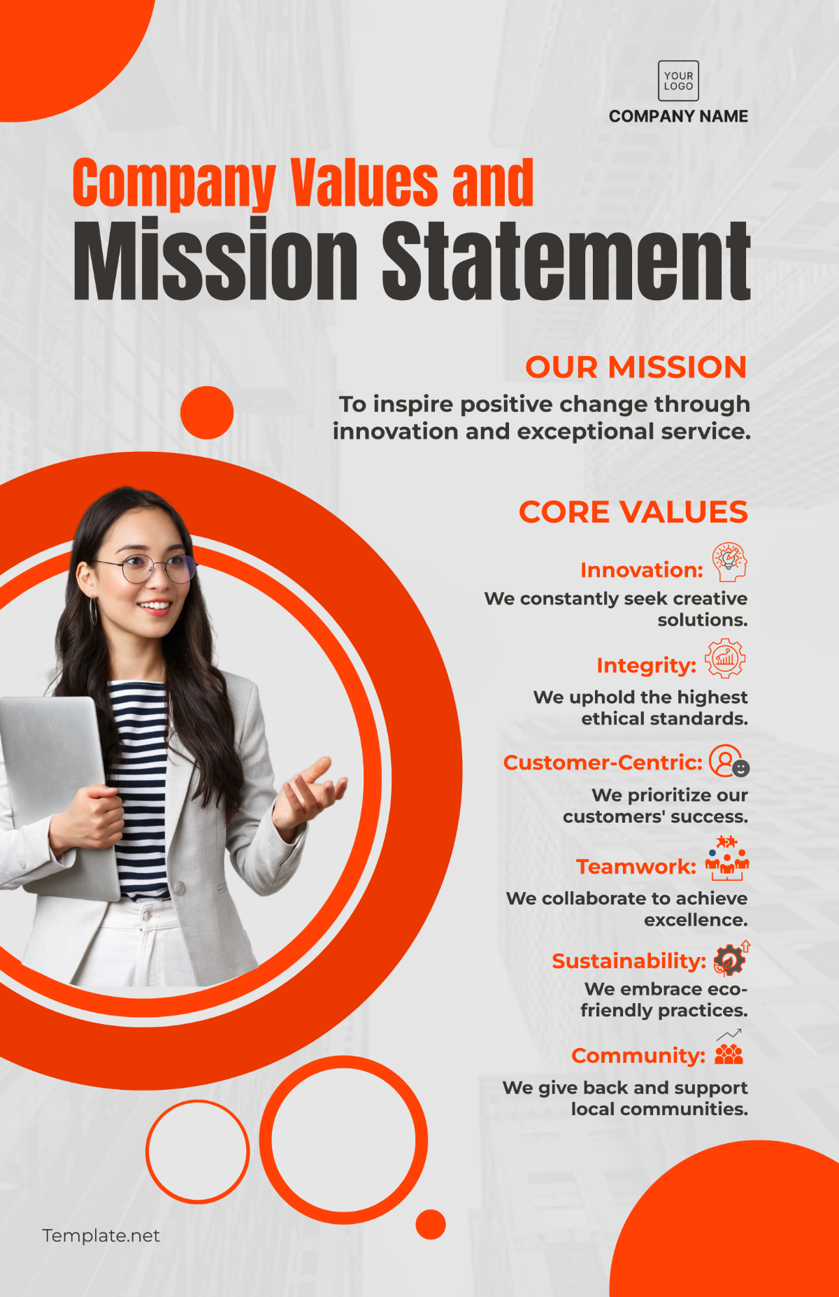 Company Values and Mission Statement Poster HR Template - Edit Online & Download