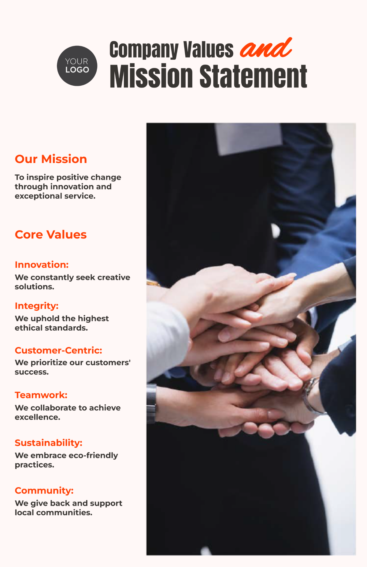 Company Values and Mission Statement Poster HR Template