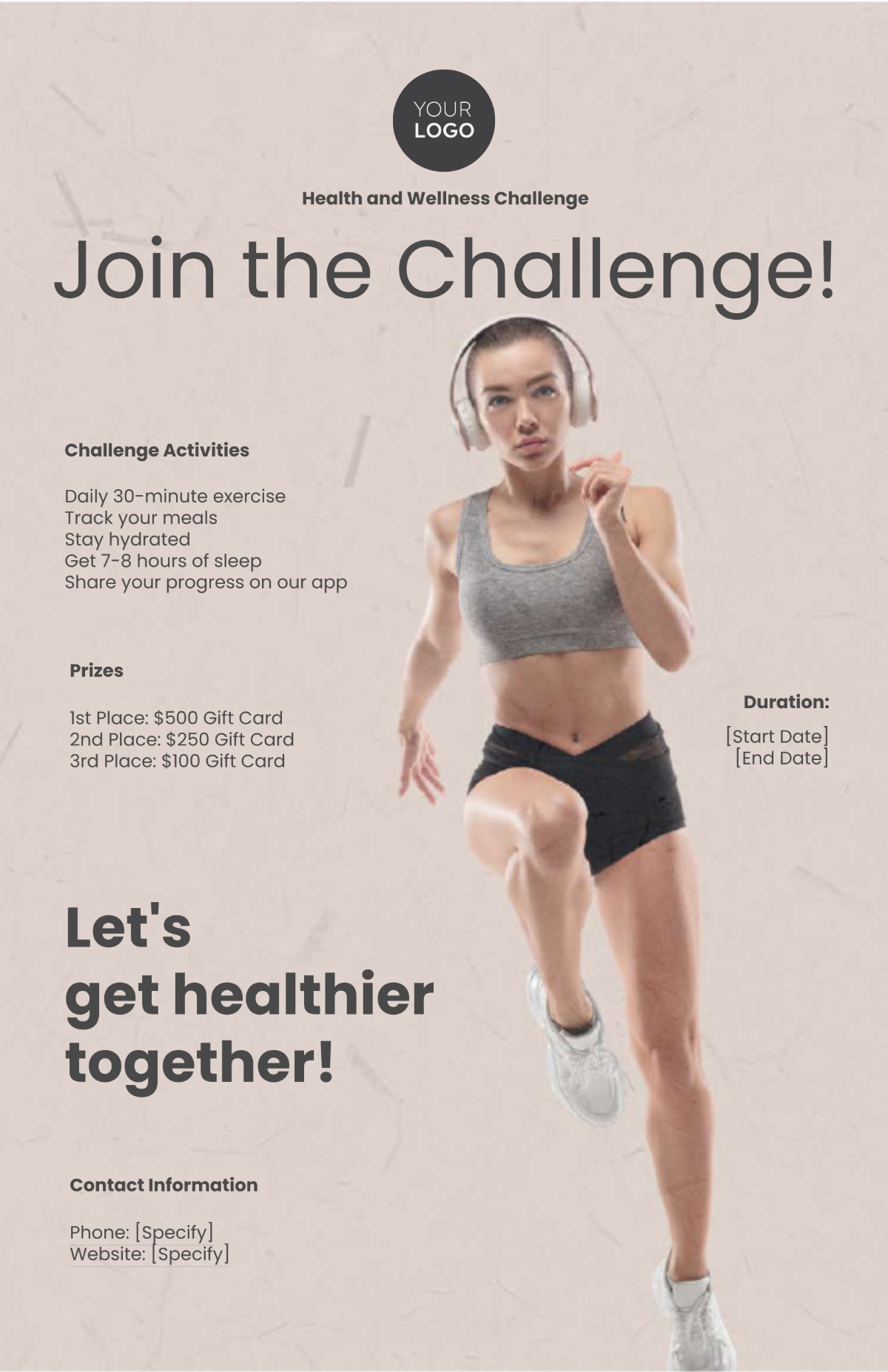 Health and Wellness Challenge Poster HR Template