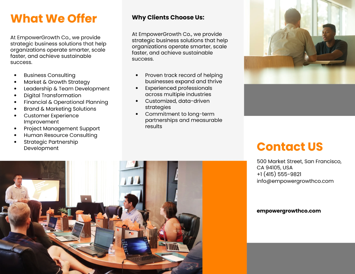 Free Service Portfolio Pamphlet Template to Edit Online