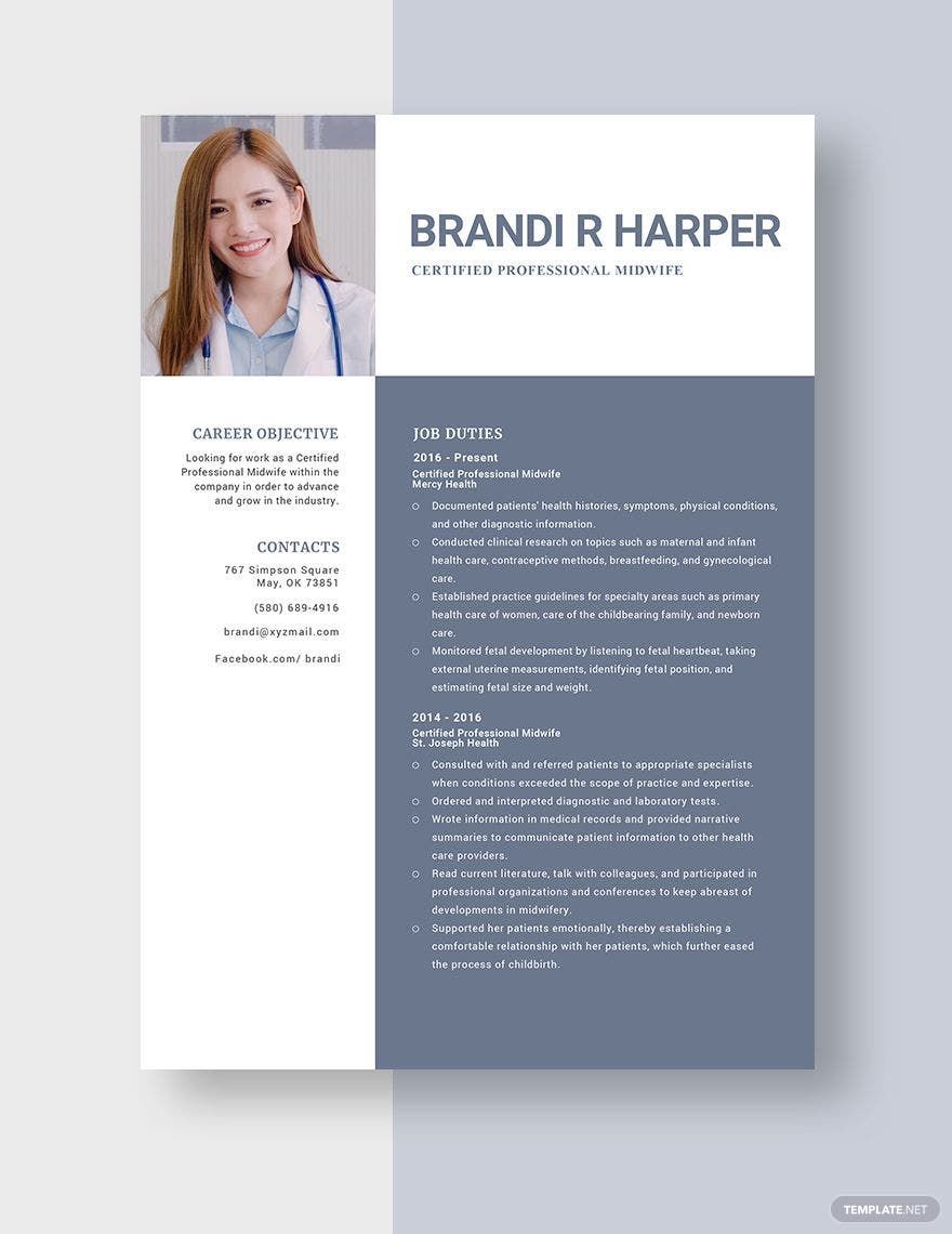 Certified Professional Midwife Resume In Pages Word Download 