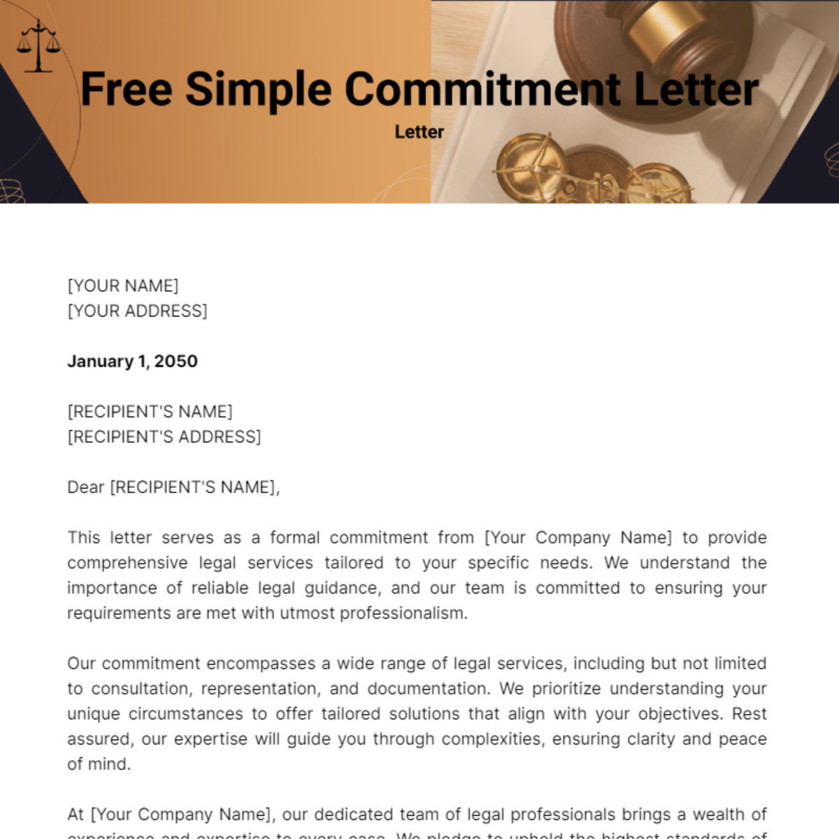 Simple Commitment Letter Template